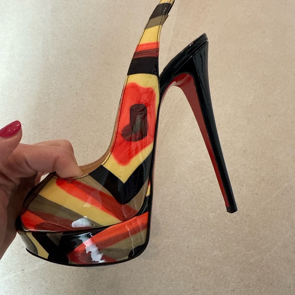 Christian Louboutin Multicolor Platform Peep Toe Heels – Red Sole – EU [Size]